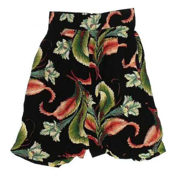 *3 FOR $9* High Waisted Rise Flowy Hawaiian Print Dark Wide Leg Bermuda Shorts - Picture 1 of 2